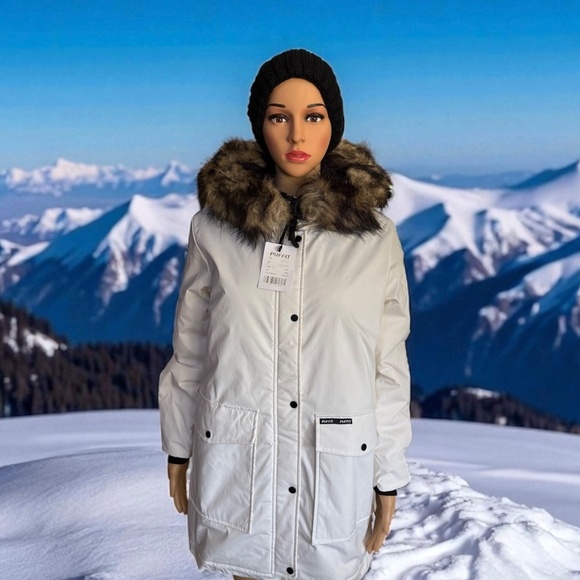 Faux Fur Mid-Length Hooded Parka with Large Pockets. NWT - Picture 5 of 14